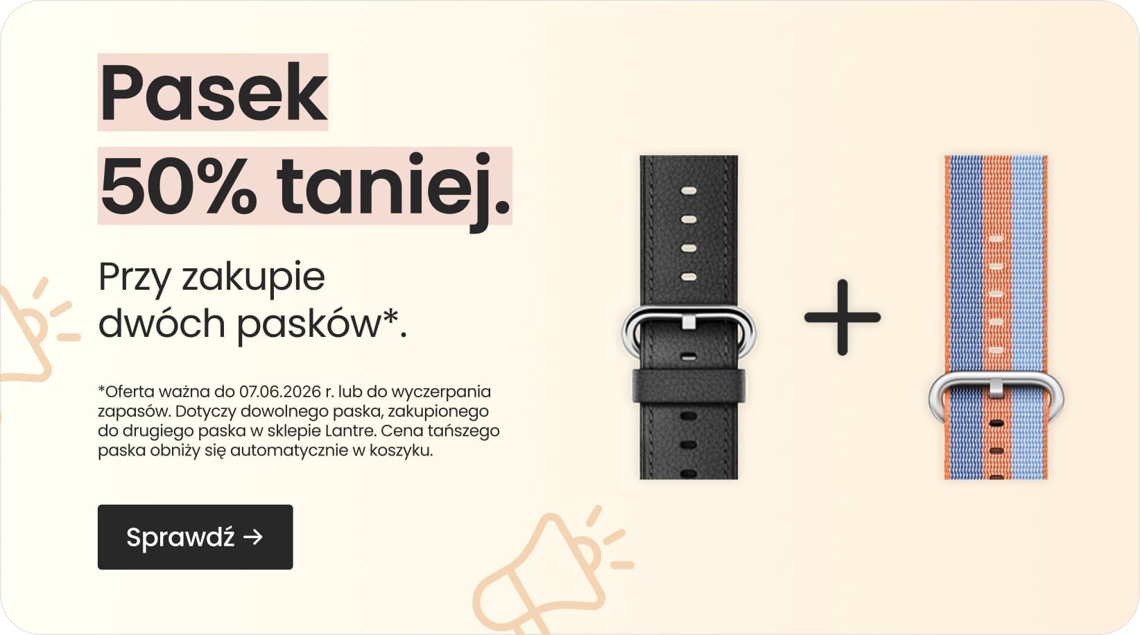 Pasek 50% taniej przy zakupie dwóch pasków