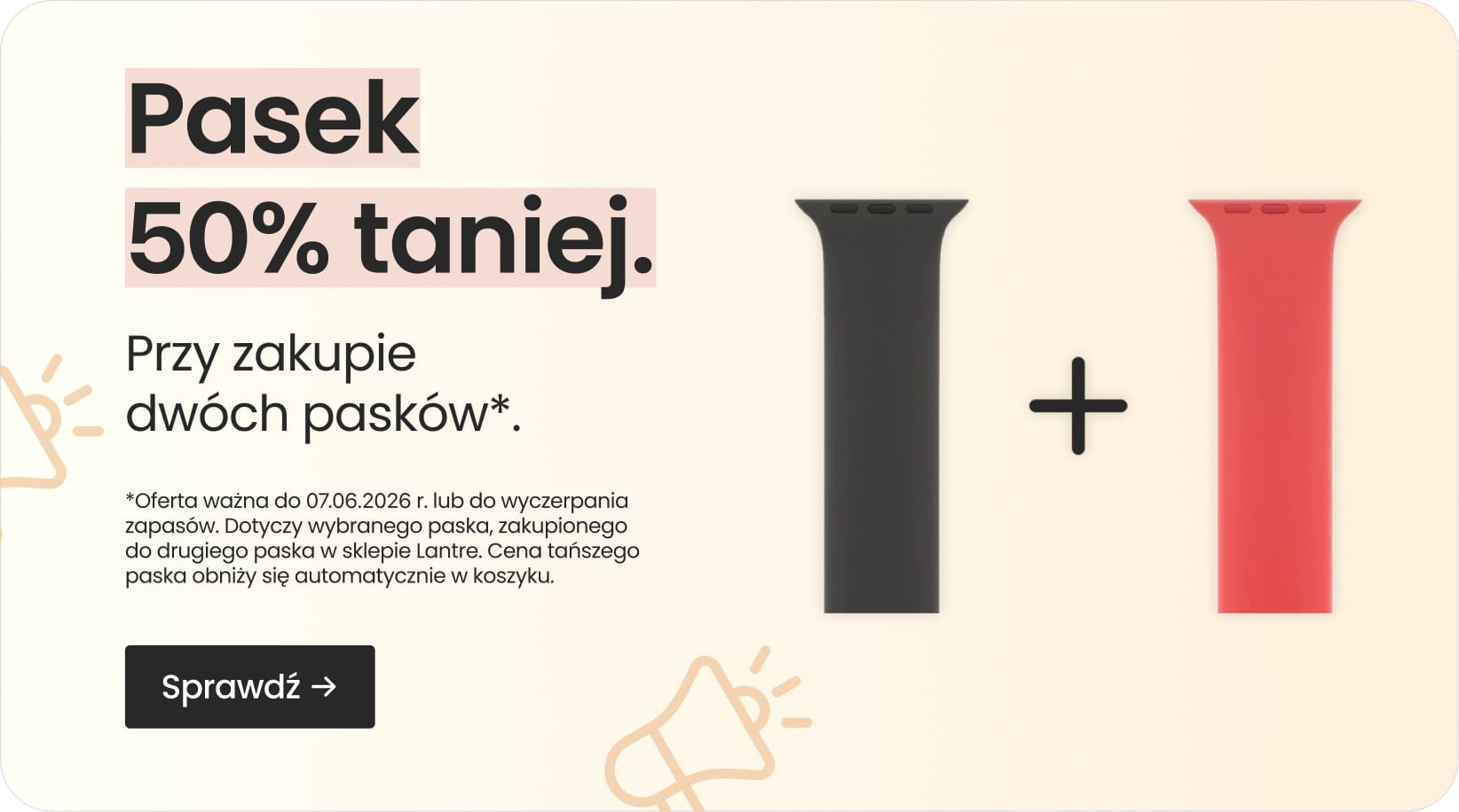 Pasek 50% taniej przy zakupie dwóch pasków