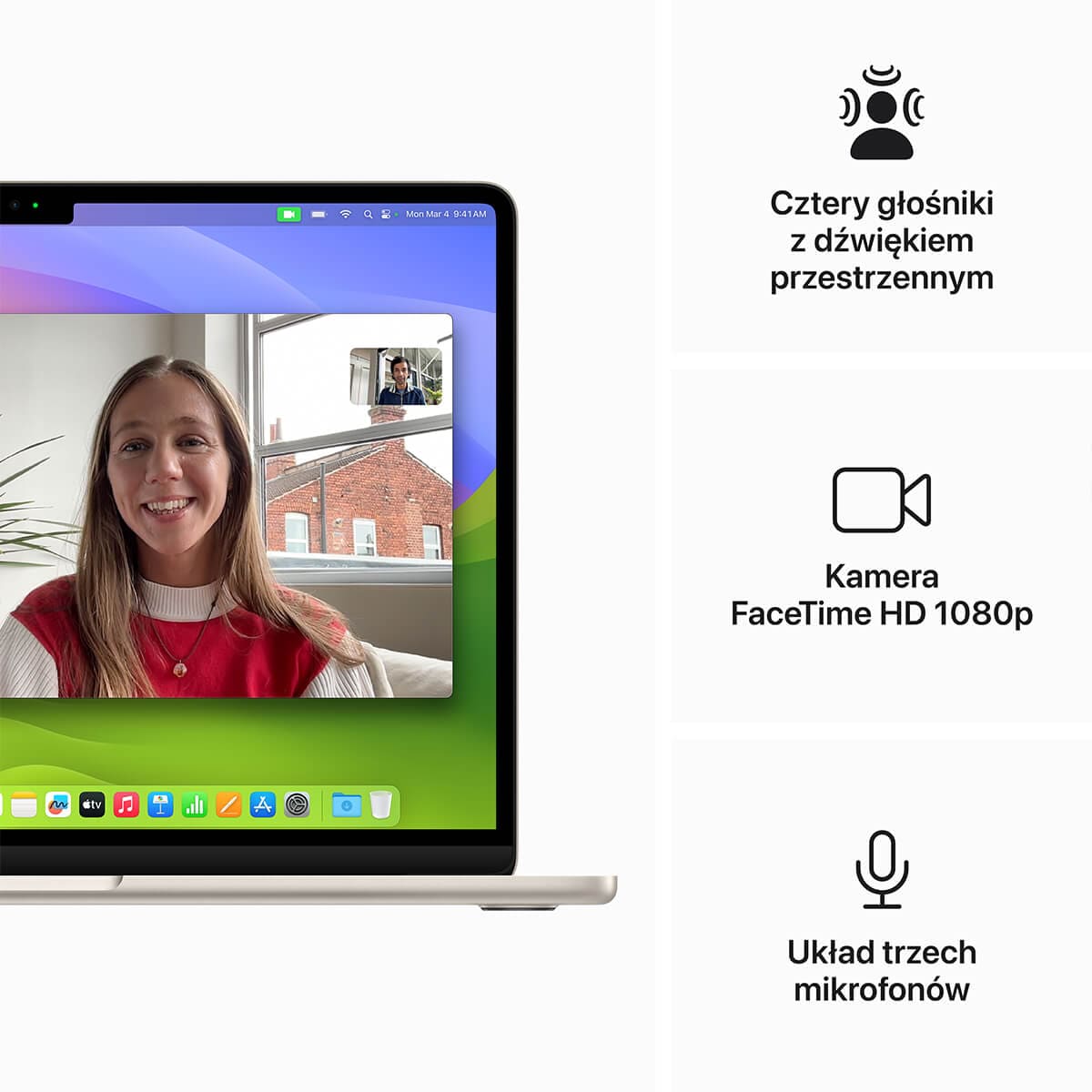 Apple MacBook Air 13 M3 8-core CPU + 10-core GPU / 16GB / 512GB SSD / Klawiatura US / Księżycowa poświata (Starlight) + Tomtoc Terra-A27 Pikowany pokrowiec - Jeziorny błękit (Lakeshore) - wyświetlacz