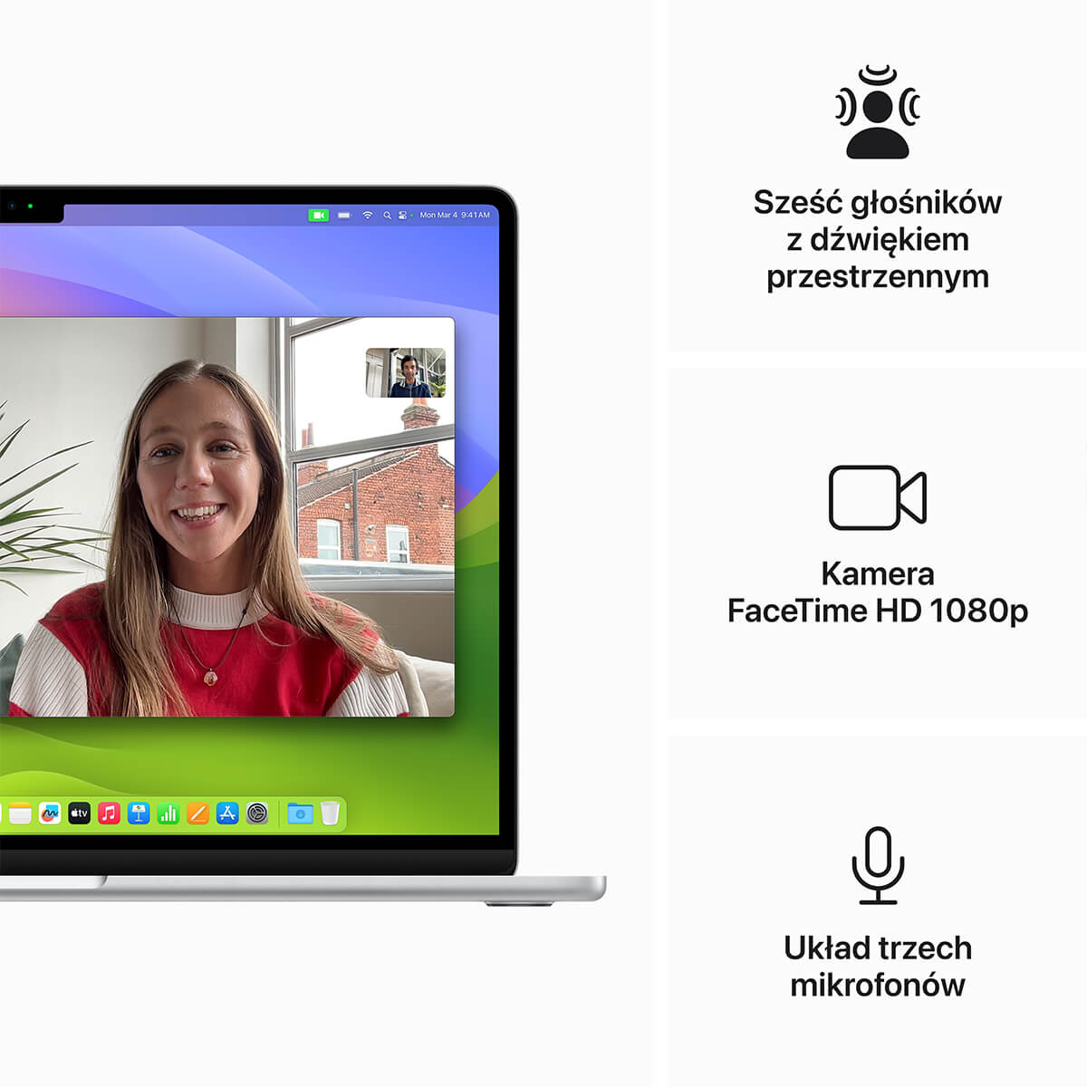 Apple MacBook Air 15 M3 8-core CPU + 10-core GPU / 16GB / 256GB SSD / Srebrny (Silver) - najważniejsze cechy