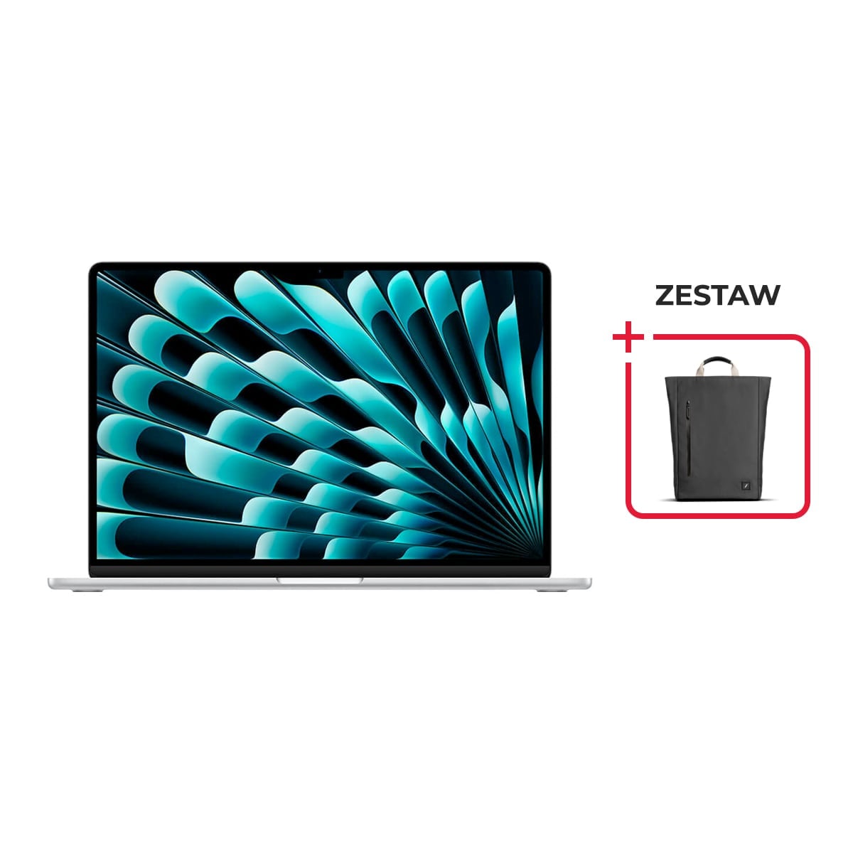 Apple MacBook Air 15 M3 8-core CPU + 10-core GPU / 8GB RAM / 512GB SSD / Srebrny (Silver) + Native Union Plecak 20 L - Czarny - Zawartość zestawu Apple MacBook Air 15 M3 8-core CPU + 10-core GPU / 8GB RAM / 512GB SSD / Srebrny (Silver) + Native Union Plecak 20 L - Czarny - Zawartość zestawu