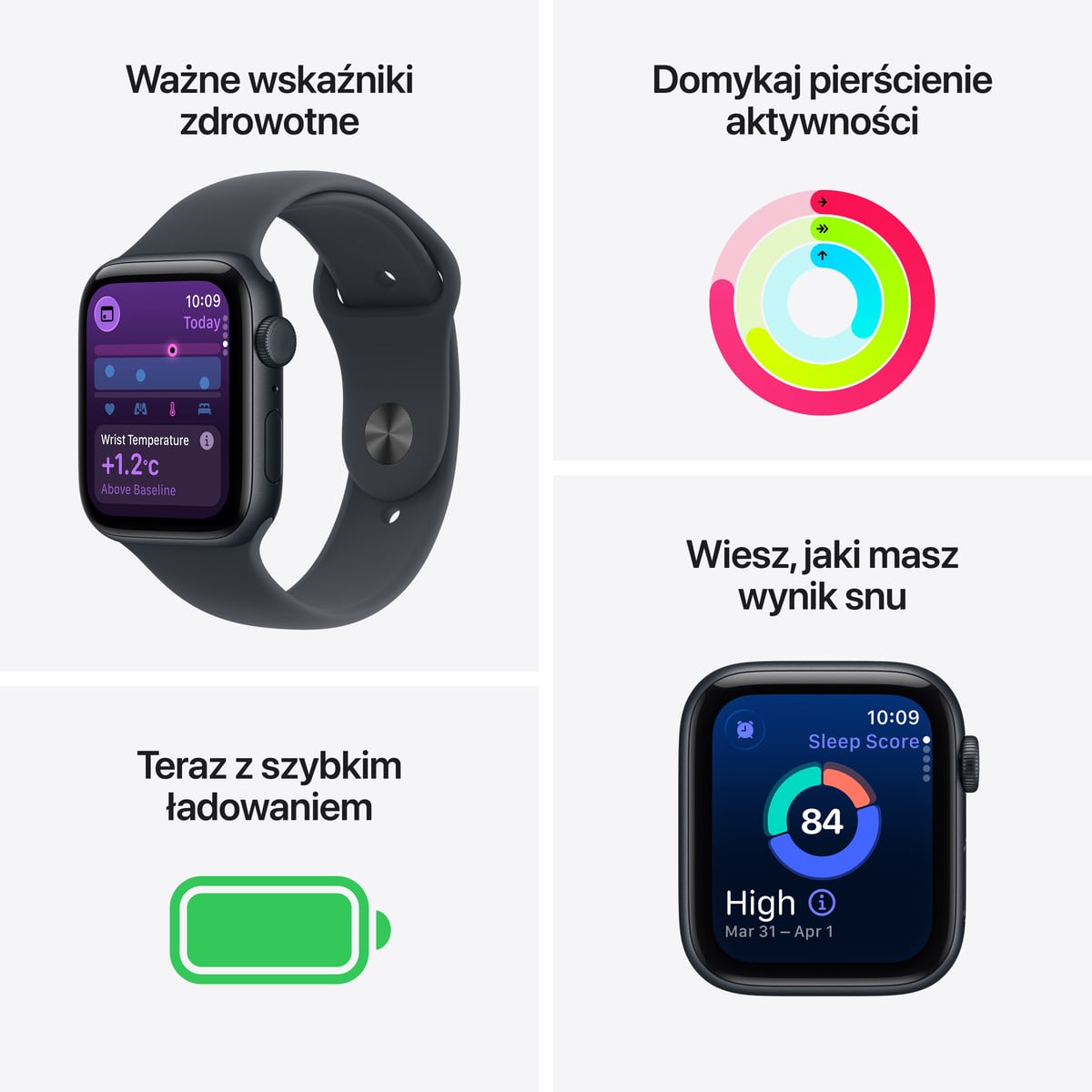 Apple Watch SE 3 GPS + Cellular Koperta 40mm z Aluminium w kolorze Księżycowej poświaty z Paskiem sportowym w kolorze Księżycowej poświaty - S/M - funkcje