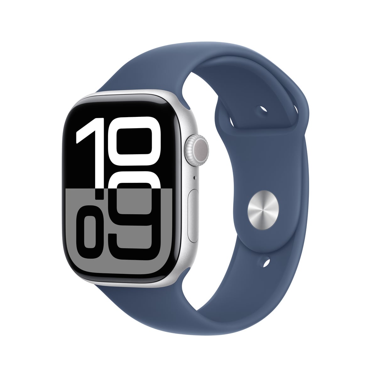 Apple Watch Series 10 GPS + Cellular Koperta 46mm z Aluminium w kolorze Srebrnym z Paskiem sportowym w kolorze Denim - M/L