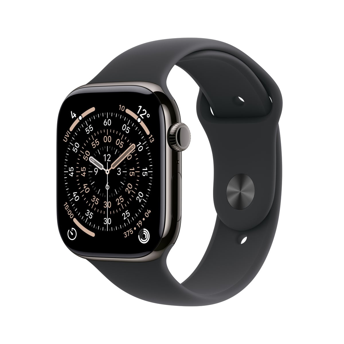 Apple Watch Series 11 GPS + Cellular Koperta 42mm z Tytanu w kolorze Łupku z Paskiem sportowym w kolorze Czarnym - M/L