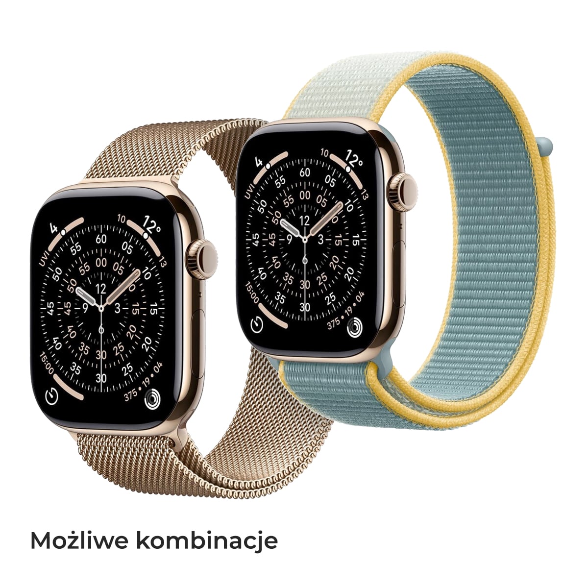 Apple Watch Series 11 GPS + Cellular Koperta 42mm z Tytanu w kolorze Złotym z Bransoletą Mediolańską w kolorze złotym - S/M + Opaska sportowa w kolorze promiennym - rozmiar uniwersalny - zestaw Apple Watch Series 11 GPS + Cellular Koperta 42mm z Tytanu w kolorze Złotym z Bransoletą Mediolańską w kolorze złotym - S/M + Opaska sportowa w kolorze promiennym - rozmiar uniwersalny - zestaw