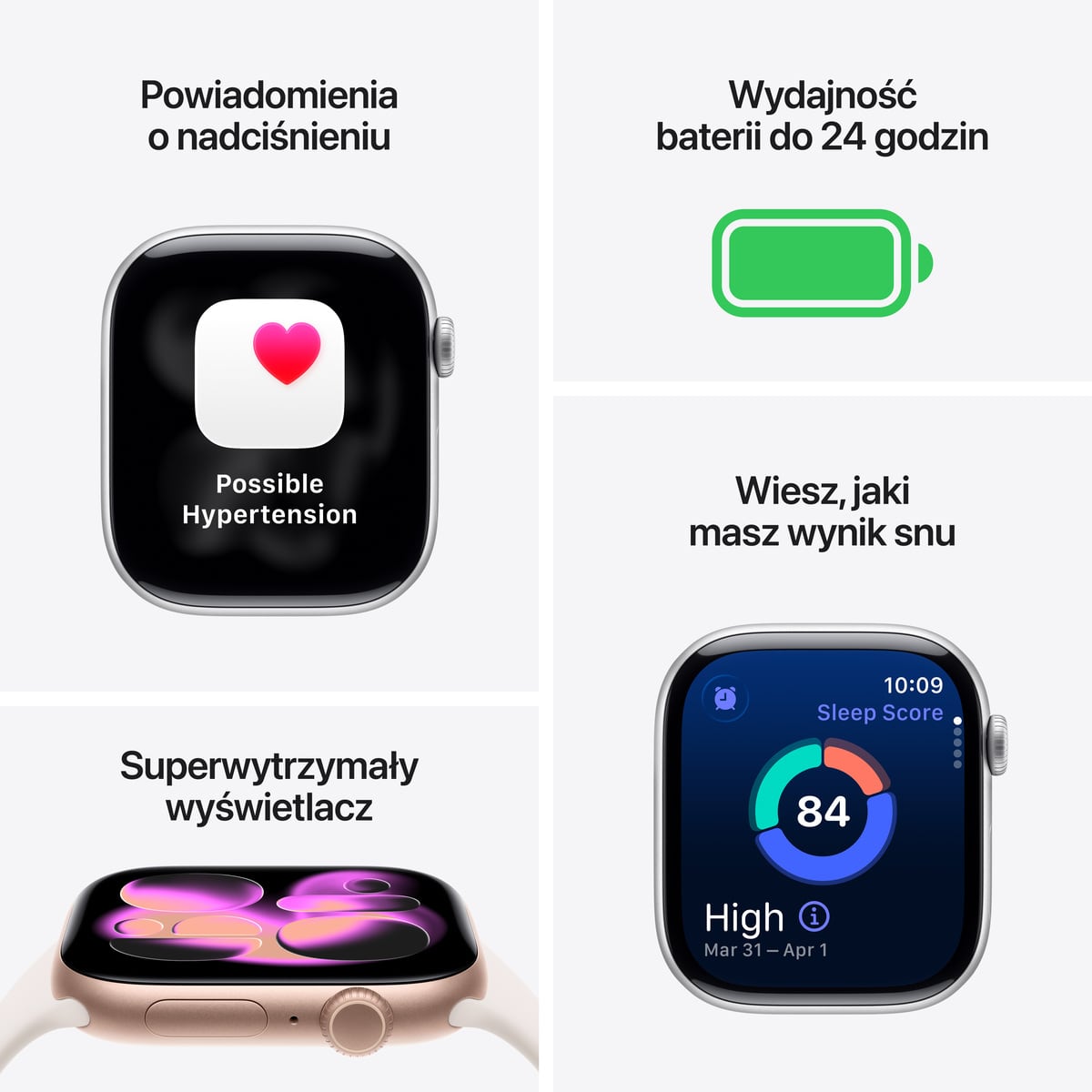 Apple Watch Series 11 GPS Koperta 46mm z Aluminium w kolorze Srebrnym z Paskiem sportowym w kolorze Mlecznego fioletu - S/M - funkcje