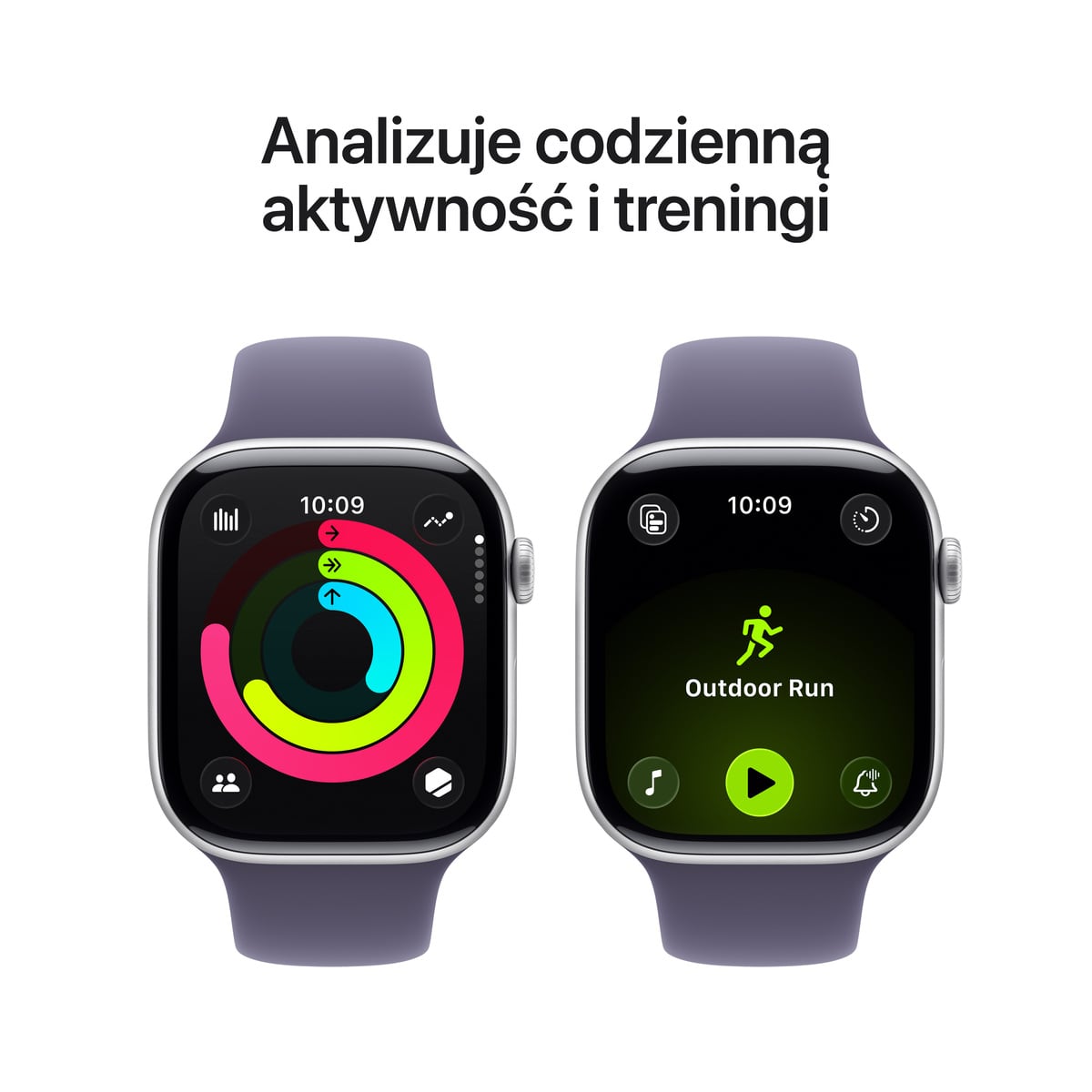 Apple Watch Series 11 GPS Koperta 46mm z Aluminium w kolorze Srebrnym z Paskiem sportowym w kolorze Mlecznego fioletu - S/M