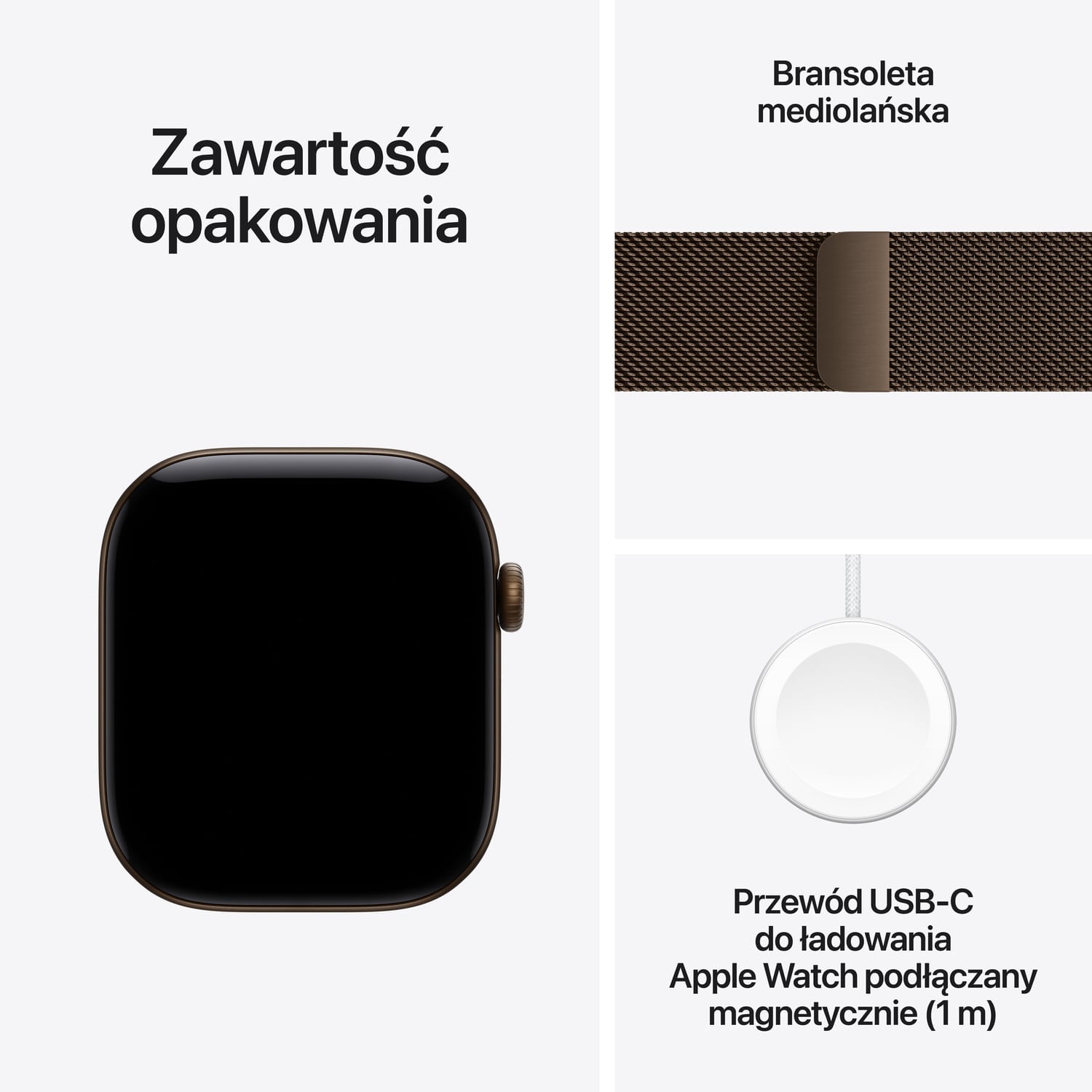 Apple Watch Series 12 GPS + Cellular Koperta 46mm z Aluminium w kolorze Ciemnego brązu z Bransoletą mediolańską w kolorze Ciemnego brązu - M/L - zestaw