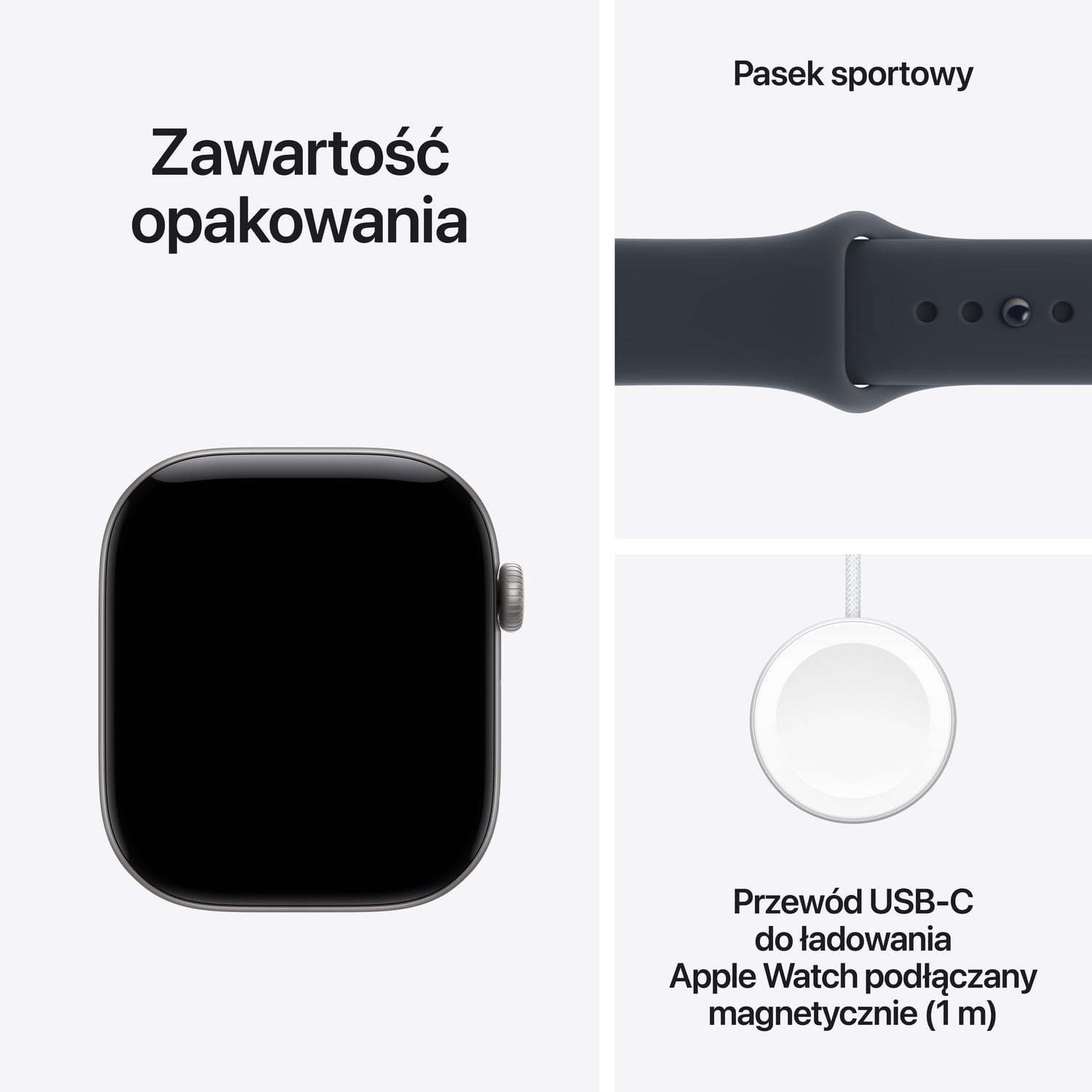 Apple Watch Series 12 GPS + Cellular Koperta 46mm z Aluminium w kolorze Gwiezdnej szarości z Paskiem sportowym w kolorze Granatu - S/M - zestaw