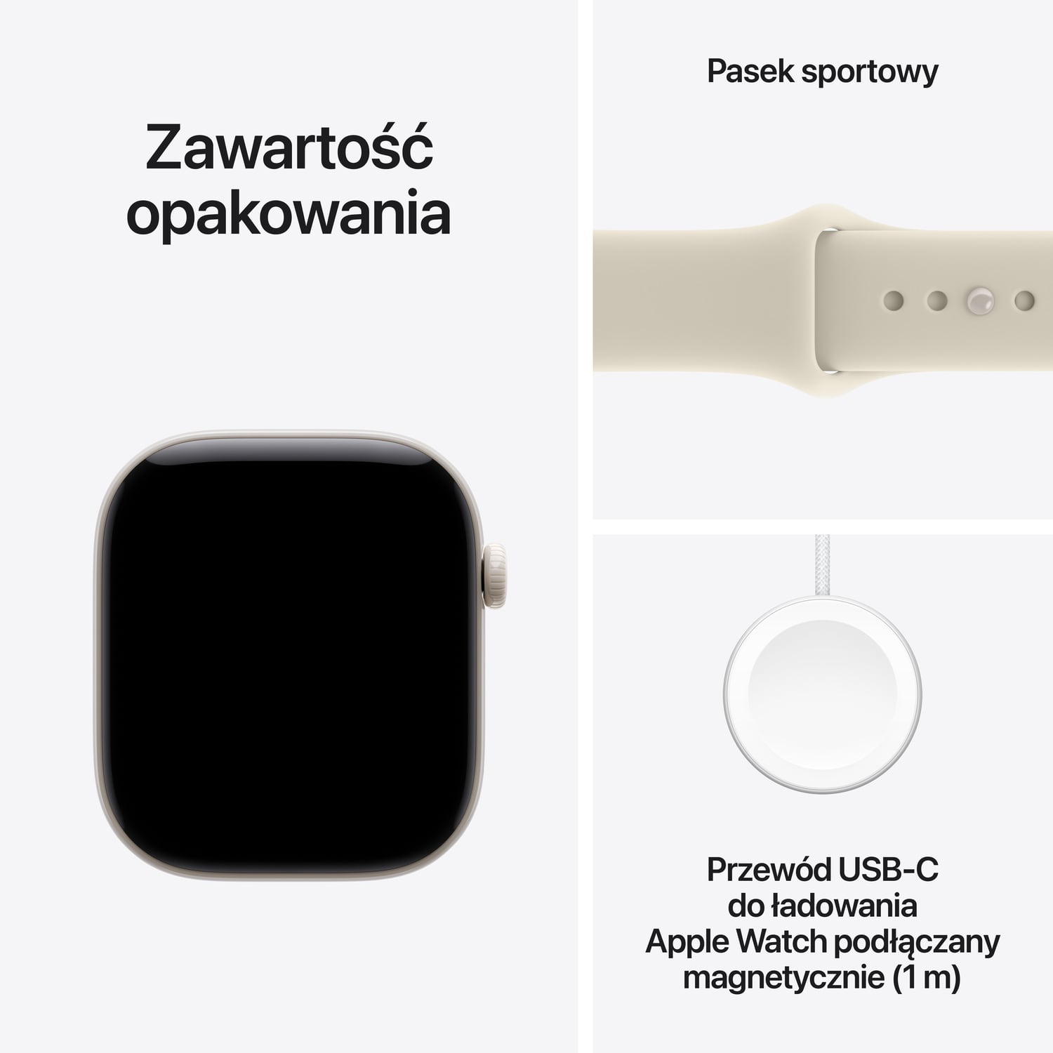 Apple Watch Series 12 GPS + Cellular Koperta 46mm z Ceramiki w kolorze Białej perły z Paskiem sportowym w kolorze Piasku - M/L - zestaw