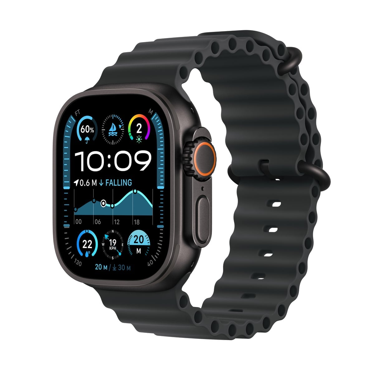 Apple Watch Ultra 2 GPS + Cellular Koperta 49mm z Tytanu w kolorze Czarnym z Paskiem Ocean w kolorze Czarnym