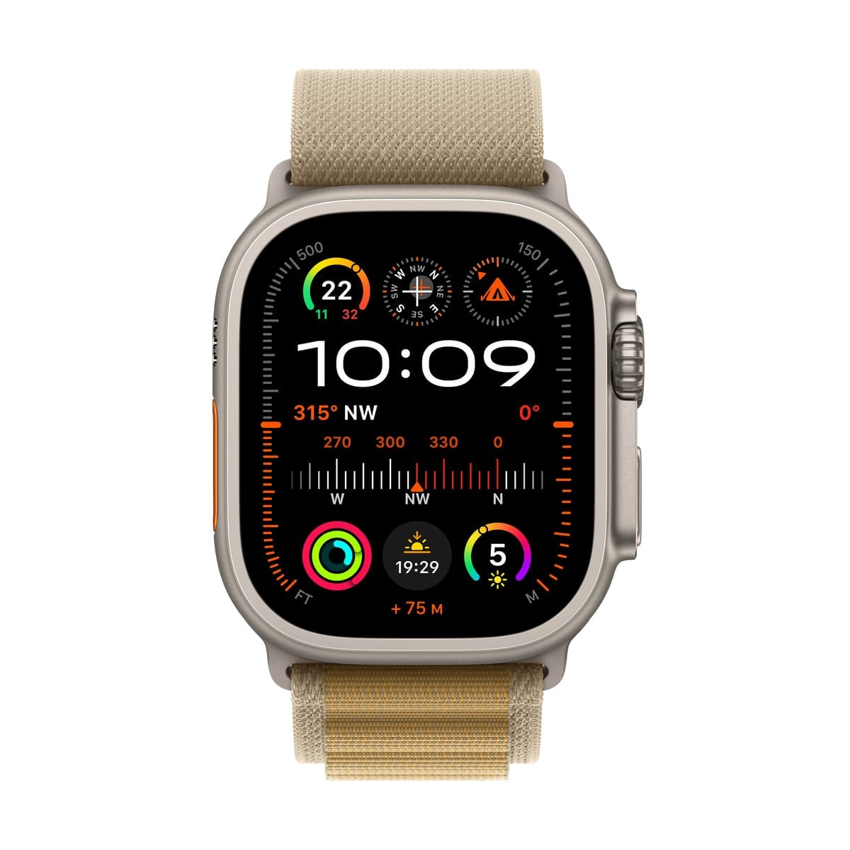 Apple Watch Ultra 2 GPS + Cellular Koperta 49mm z Tytanu w kolorze Naturalnym z Opaską Alpine w kolorze Beżowym - L - zestaw