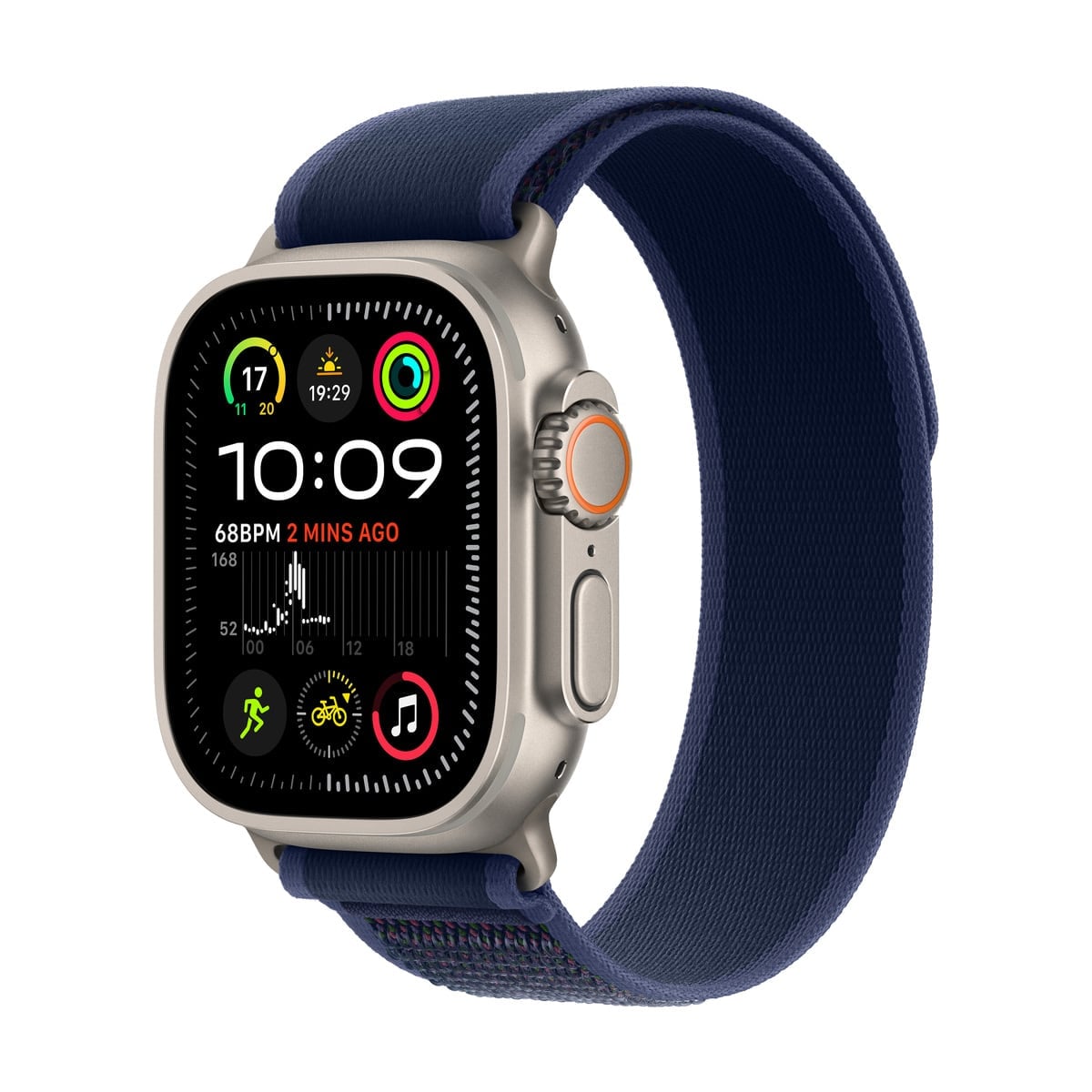 Apple Watch Ultra 2 GPS + Cellular Koperta 49mm z Tytanu w kolorze Naturalnym z Opaską Trail w kolorze Niebieskim - S/M