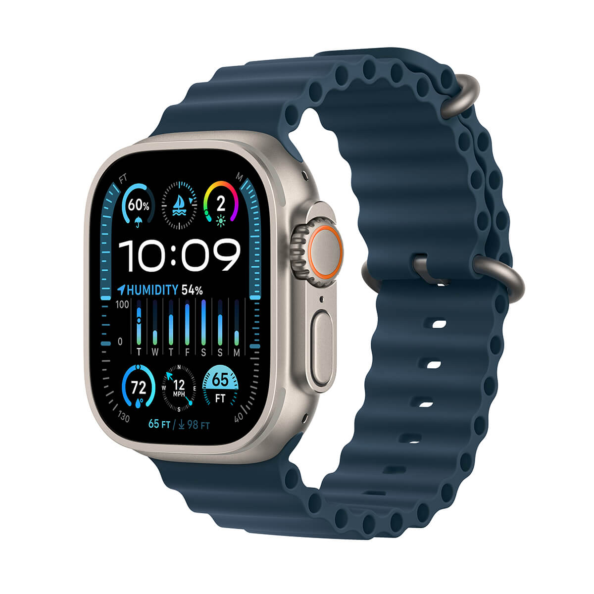 Apple Watch Ultra 2 GPS + Cellular Koperta 49mm z tytanu z Paskiem Ocean w kolorze niebieskim