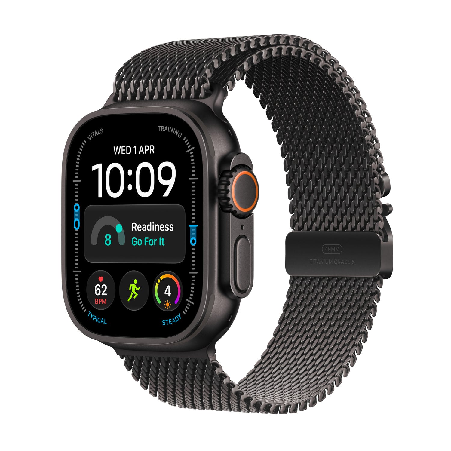 Apple Watch Ultra 4 GPS + Cellular Koperta 49mm z Tytanu w kolorze Czarnym z Bransoletą mediolańską z tytanu w kolorze Czarnym - M