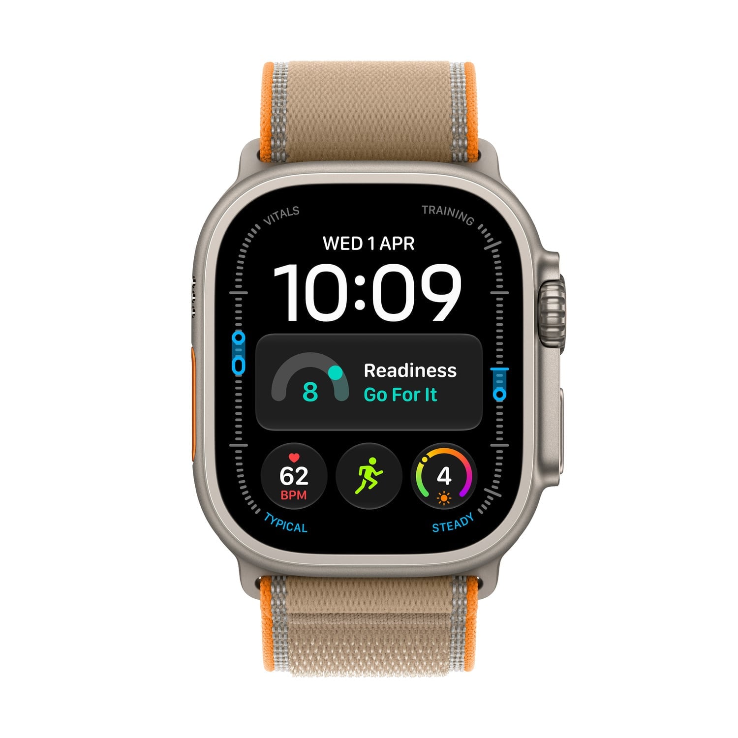 Apple Watch Ultra 4 GPS + Cellular Koperta 49mm z Tytanu w kolorze Naturalnym z Opaską Trail w kolorze Piasku - S/M - zestaw