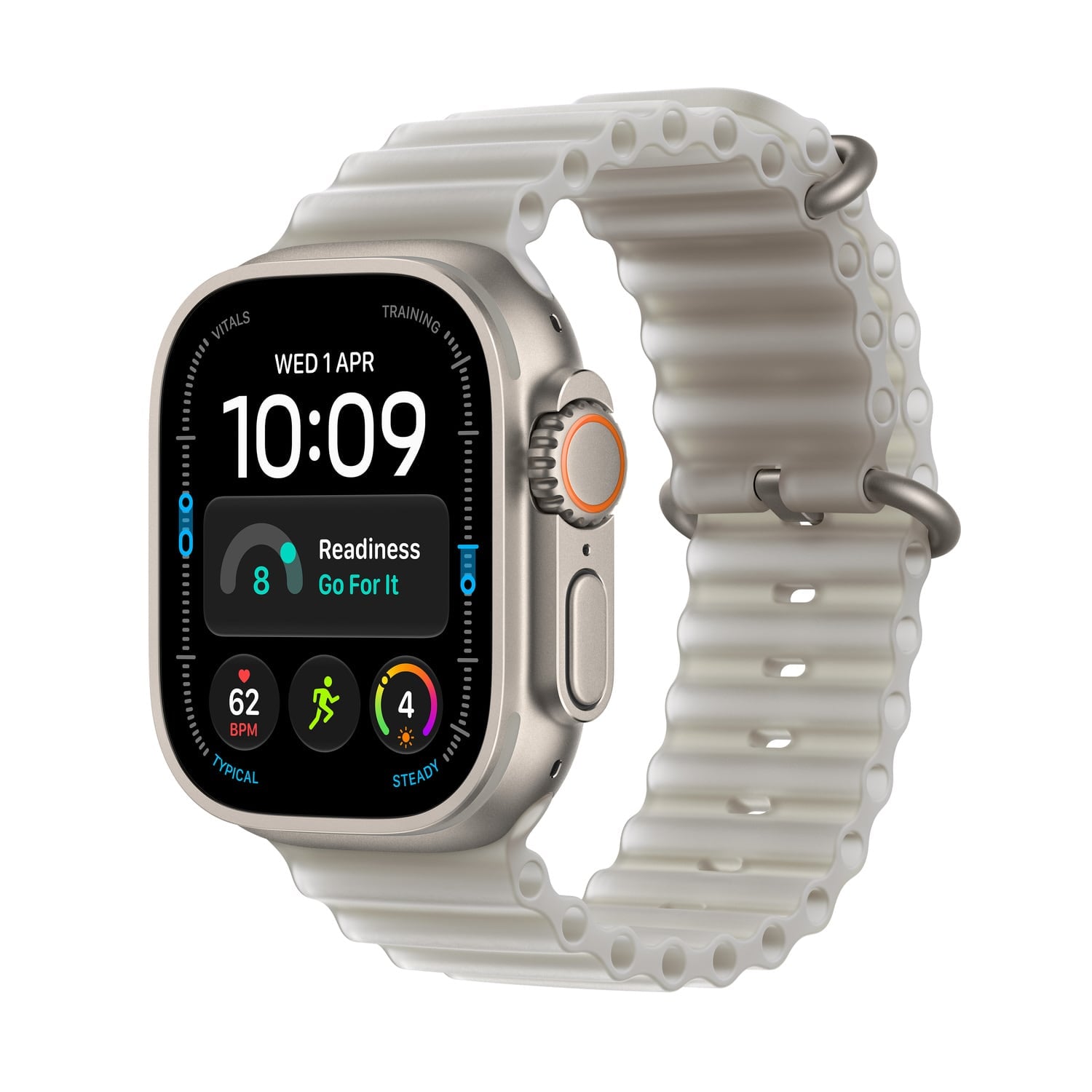 Apple Watch Ultra 4 GPS + Cellular Koperta 49mm z Tytanu w kolorze Naturalnym z Paskiem Ocean w kolorze Półprzezroczystej szarości
