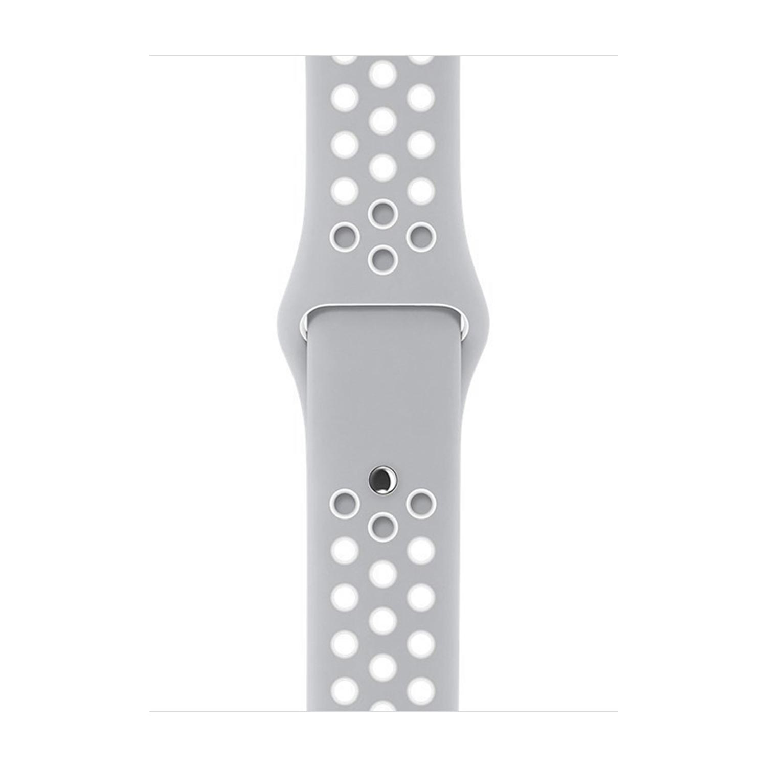 Apple Pasek sportowy Nike  w kolorze srebrnym/białym do koperty 38mm / 40mm / 41mm / 42mm - rozmiar S/M/L