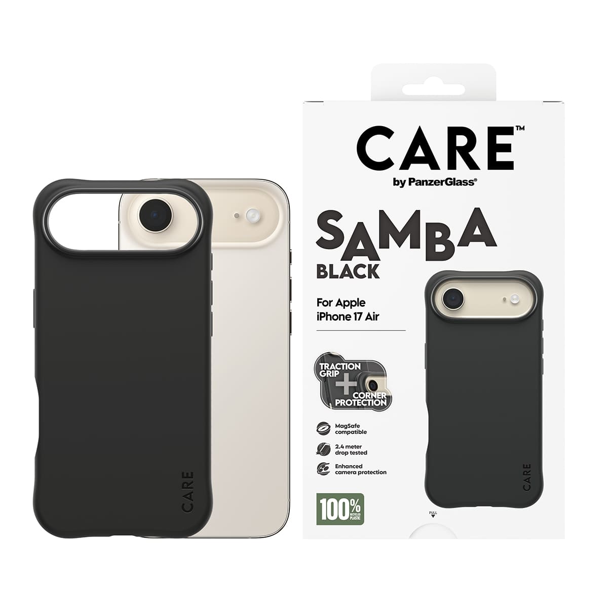 CARE by PanzerGlass Fashionable Samba Etui do iPhone Air kompatybilne z MagSafe - Czarne - Zawartość opakowania