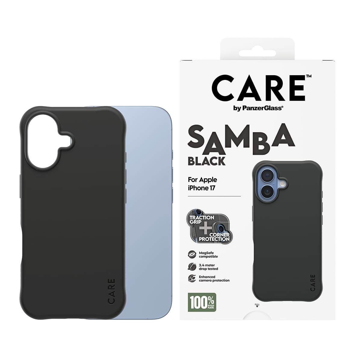 CARE by PanzerGlass Fashionable Samba Etui do iPhone 17 kompatybilne z MagSafe - Czarne - Zawartość opakowania