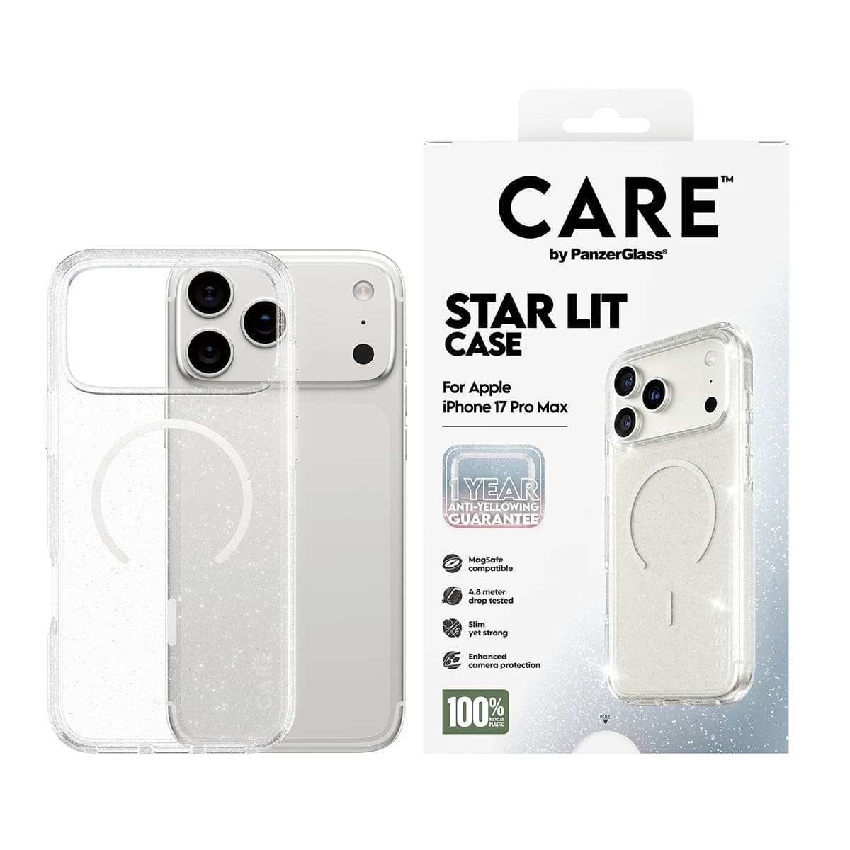 CARE by PanzerGlass Flagship Urban Explorer Etui do iPhone 17 Pro Max z białym MagSafe - Star Lit - Zawartość opakowania CARE by PanzerGlass Flagship Urban Explorer Etui do iPhone 17 Pro Max z białym MagSafe - Star Lit - Zawartość opakowania