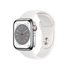 Apple Watch Series 8 GPS + Cellular Koperta 41mm ze Stali nierdzewnej w kolorze Srebrnym z Paskiem sportowym w kolorze Białym