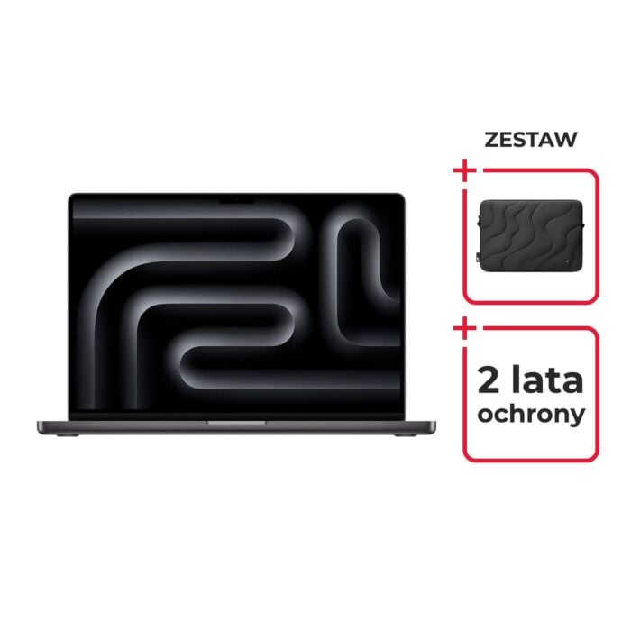 Apple MacBook Pro 14 M4 10-core CPU + 10-core GPU / 16GB / 1TB SSD / Klawiatura US / Gwiezdna czerń (Space Black) + Tomtoc Terra-A27 Pikowany pokrowiec - Czarny (Lavascape) + Service Pack Gold 2 lata - MW2V3/A/US/BF6 - zdjęcie 1 z 9