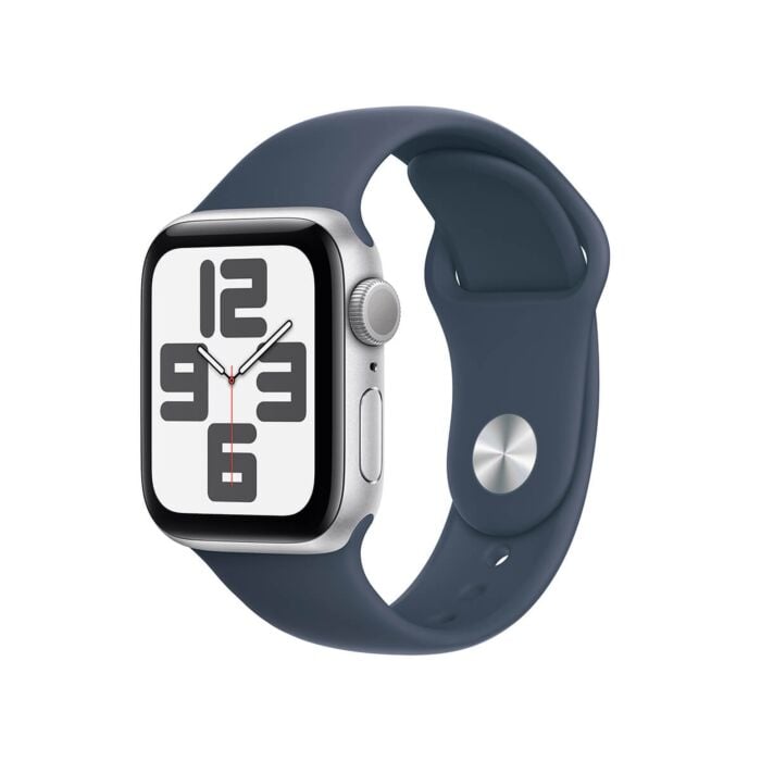 Apple Watch SE 2-gen. GPS Koperta 40mm z Aluminium w kolorze Srebrnym z Paskiem sportowym w kolorze Sztormowego błękitu - rozmiar M/L – Outlet - FRE23QA/A/W365 - zdjęcie 1 z 8