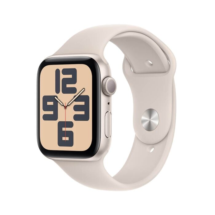 Apple Watch SE 2-gen. GPS Koperta 44mm z Aluminium w kolorze Księżycowej poświaty z Paskiem sportowym w kolorze Księżycowej poświaty - rozmiar S/M – Outlet - FRE43QA/A/W342 - zdjęcie 1 z 8