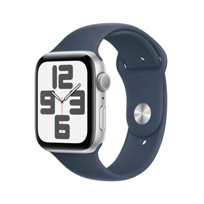 Apple Watch SE 2-gen. GPS Koperta 44mm z Aluminium w kolorze Srebrnym z Paskiem sportowym w kolorze Sztormowego błękitu - rozmiar S/M - Outlet - FREC3QA/A/W329 - zdjęcie 1 z 8