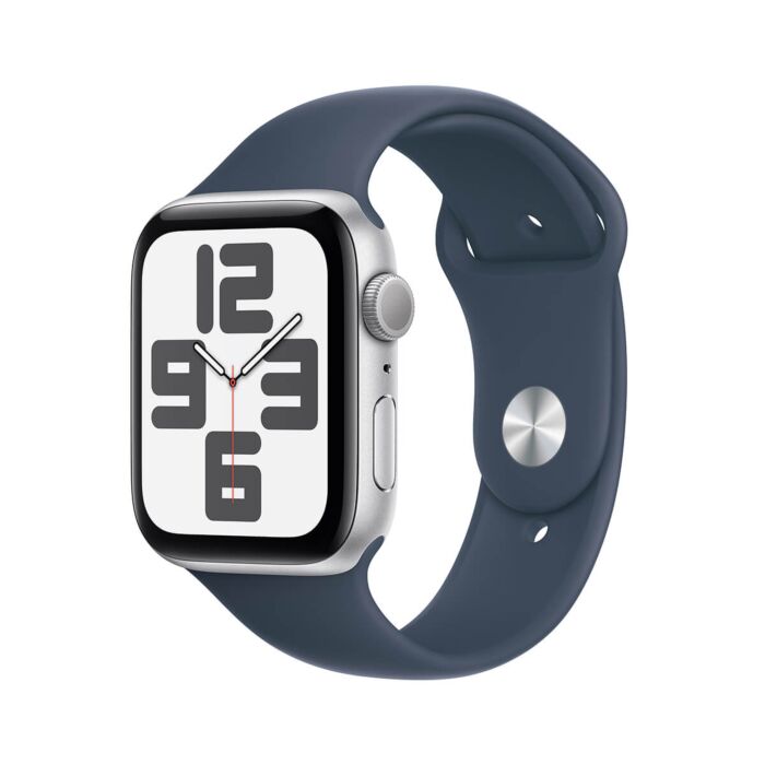 Apple Watch SE 2-gen. GPS Koperta 44mm z Aluminium w kolorze Srebrnym z Paskiem sportowym w kolorze Sztormowego błękitu - rozmiar S/M – Outlet - FREC3ZP/A/W289 - zdjęcie 1 z 8