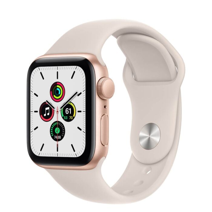 Apple Watch SE 40mm GPS Koperta z aluminium w kolorze złotym z paskiem sportowym w kolorze księżycowej poświaty (Starlight) - ASIS - Outlet - 4KQ03B/A/W424 - zdjęcie 1 z 2