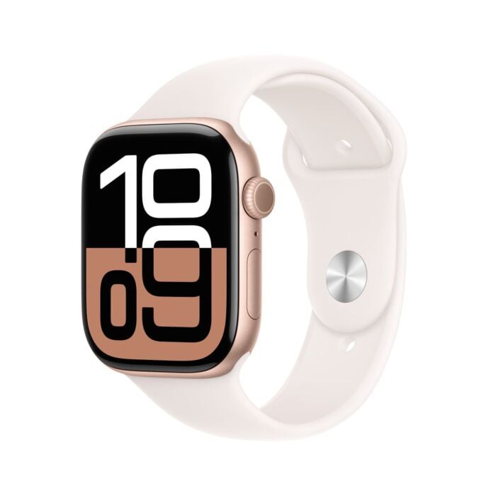 Apple Watch Series 10 GPS Koperta 46mm z Aluminium w kolorze Różowego złota z Paskiem sportowym w kolorze Łagodnego różu - S/M – Outlet - MWWT3ET/A/W393 - zdjęcie 1 z 9