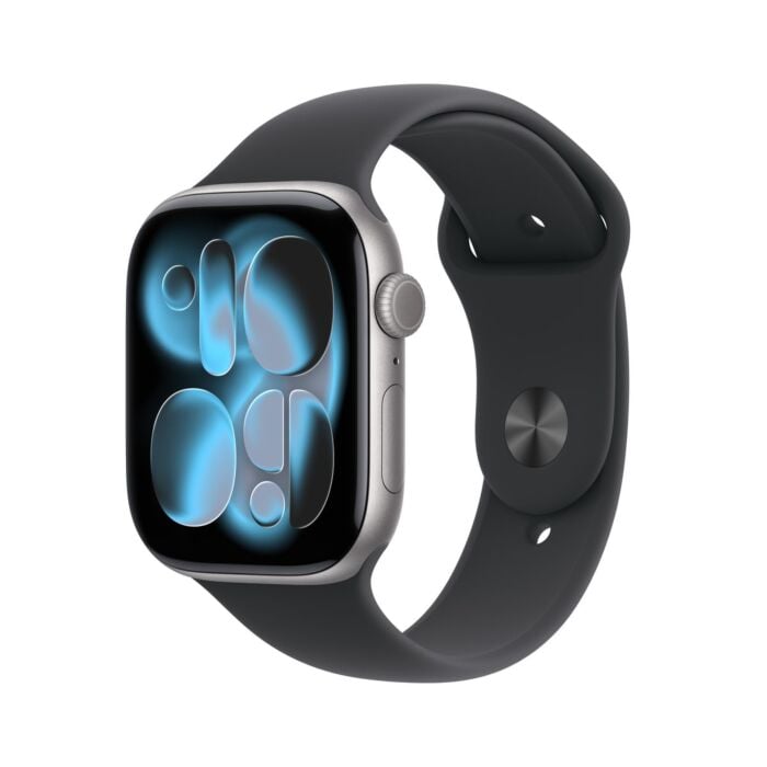 Apple Watch Series 11 GPS + Cellular Koperta 42mm z Aluminium w kolorze Gwiezdnej szarości z Paskiem sportowym w kolorze Czarnym - S/M - Outlet - MF8A4MP/A/W458 - zdjęcie 1 z 8