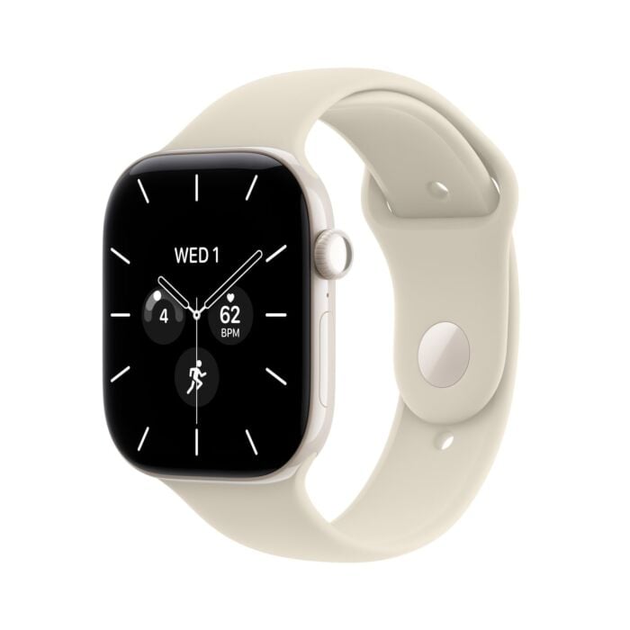 Apple Watch Series 12 GPS + Cellular Koperta 42mm z Ceramiki w kolorze Białej perły z Paskiem sportowym w kolorze Piasku - S/M - MJGW4MP/A - zdjęcie 1 z 8