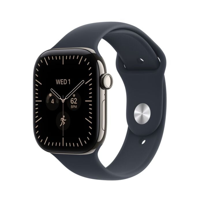 Apple Watch Series 12 GPS + Cellular Koperta 42mm z Tytanu w kolorze Naturalnym z Paskiem sportowym w kolorze Granatu - S/M - MJGF4MP/A - zdjęcie 1 z 8