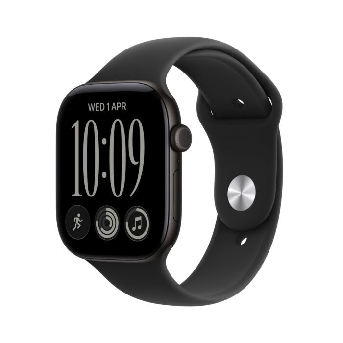 Apple Watch Series 12 GPS Koperta 42mm z Aluminium w kolorze Czarnym z Paskiem sportowym w kolorze Czarnym - S/M - MJEA4MP/A - zdjęcie 1 z 8