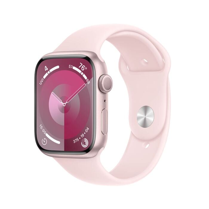 Apple Watch Series 9 GPS Koperta 45mm z Aluminium w kolorze Różowym z Paskiem sportowym w kolorze Jasnoróżówym - rozmiar M/L - Outlet - FR9H3LW/A/W370 - zdjęcie 1 z 8