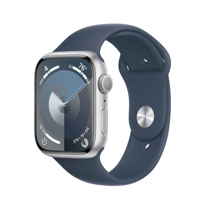 Apple Watch Series 9 GPS Koperta 45mm z Aluminium w kolorze Srebrnym z Paskiem sportowym w kolorze Sztormowego błękitu - rozmiar M/L - FR9E3LW/A - zdjęcie 1 z 10