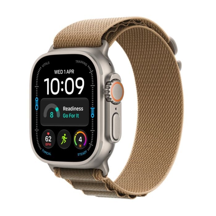Apple Watch Ultra 4 GPS + Cellular Koperta 49mm z Tytanu w kolorze Naturalnym z Opaską Alpine w kolorze Pustyni - S - MJAE4QP/A - zdjęcie 1 z 8