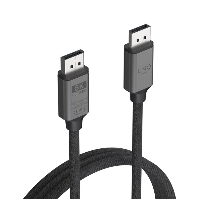 LINQ - 8K/60Hz Pro Kabel DisplayPort na DisplayPort 2m - Space Gray - LQ48025 - zdjęcie 1 z 5