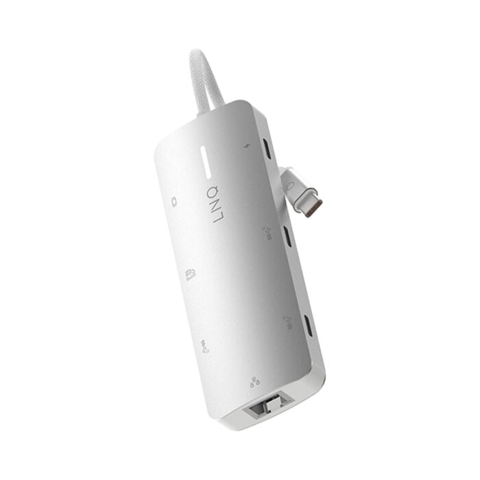LINQ Hub 8in1 Pro USB-C Multiport /4K HDMI / USB-C PD 140W / USB-A / 2 x USB-C / Enthernet 2,5Gb/s / Czytnik kart - Srebrny – Outlet - LQ49081/X690 - zdjęcie 1 z 6