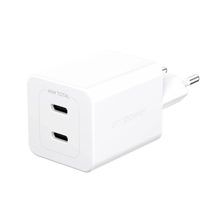 PanzerGlass Empower Turbo Ładowarka sieciowa 45W  2 x USB-C - Biała - PAN001358 - zdjęcie 1 z 3