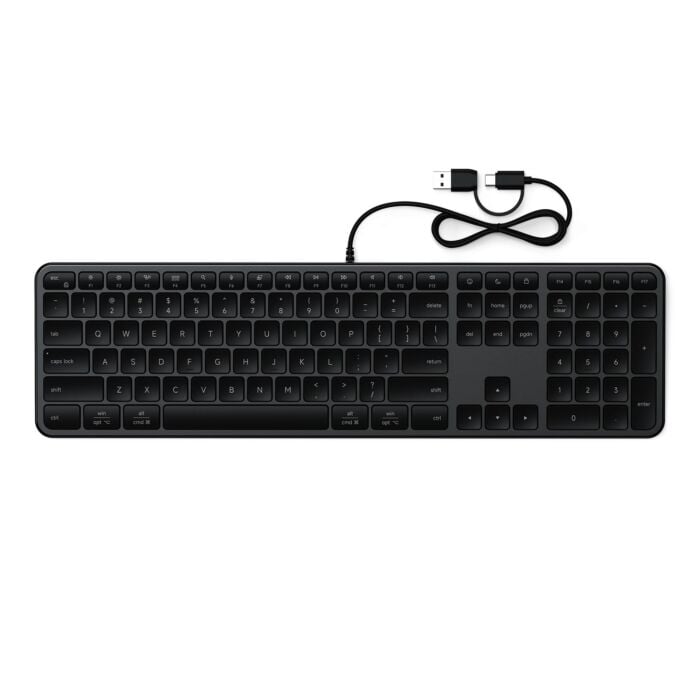 Satechi Slim LX3 Klawiatura USB-C / USB-A z układem numerycznym i przełącznikiem trybu Mac / Windows - Gwiezdna czerń - ST-KULX3C-EN - zdjęcie 1 z 4