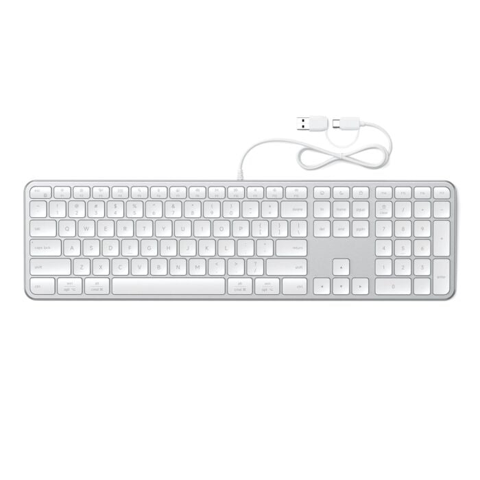 Satechi Slim LX3 Klawiatura USB-C / USB-A z układem numerycznym i przełącznikiem trybu Mac / Windows - Srebrna - ST-KULX3S-EN - zdjęcie 1 z 4