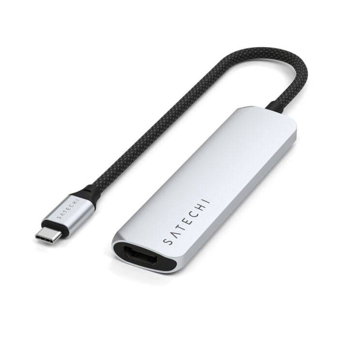 Satechi Slim Multiport Adapter 4K Aluminiowy adapter do urządzeń mobilnych USB-C 4w1 USB-C / 4K HDMI / 2x USB-A - Srebrny - ST-P4SS - zdjęcie 1 z 7