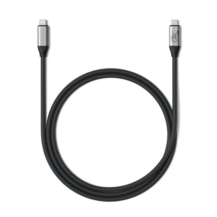 Satechi USB4 V2 Pro Kabel USB-C na USB-C / PD 240W / 120/80 Gbps / 8K-120 Hz / 8K-60 Hz lub 4K-144 Hz / 1,2 m - Gwiezdna szarość - ST-YU4120K - zdjęcie 1 z 3