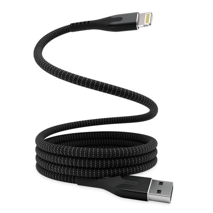 Statik MagStack Kabel USB-A na lightning w nylonowym oplocie zwijany magnetycznie 1m - Czarny - STATPUP04703FTAL - zdjęcie 1 z 5