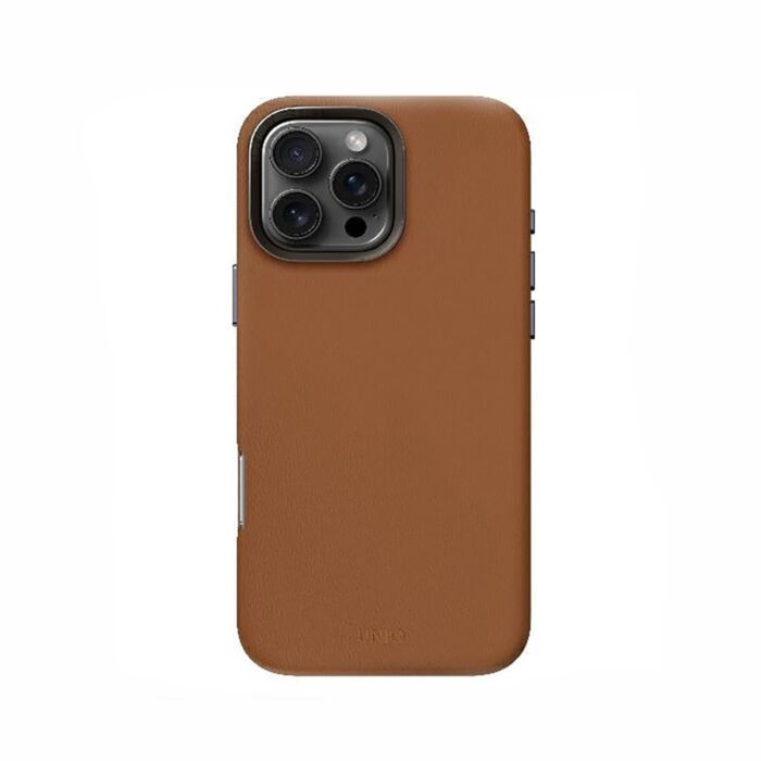 UNIQ Lyden Etui ze skóry ekologicznej do iPhone 16 Pro Max kompatybilne z MagSafe - Brązowe - Uni001378 - zdjęcie 1 z 3