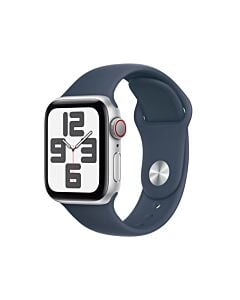 Apple Watch SE 2-gen. GPS + Cellular Koperta 40mm z Aluminium w kolorze Srebrnym z Paskiem sportowym w kolorze Sztormowego błękitu - rozmiar S/M